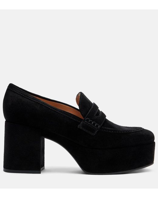 Gianvito Rossi Black Jenna Suede Loafer Pumps