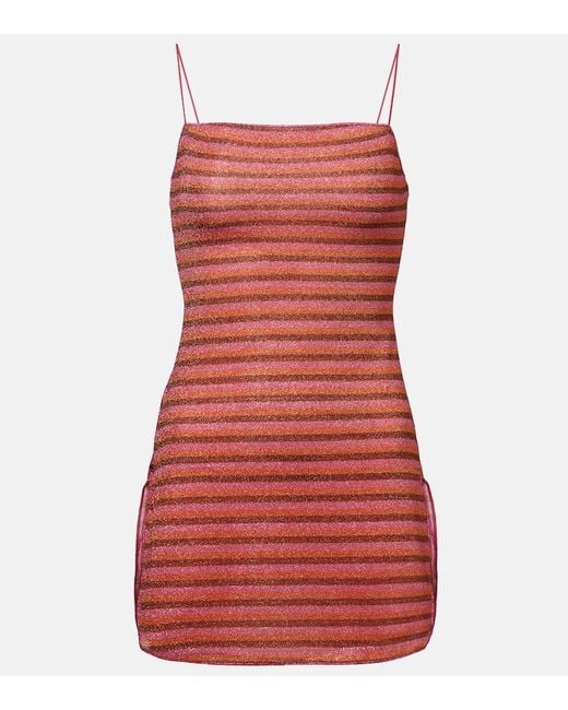 Oseree Red Lumiere Striped Minidress