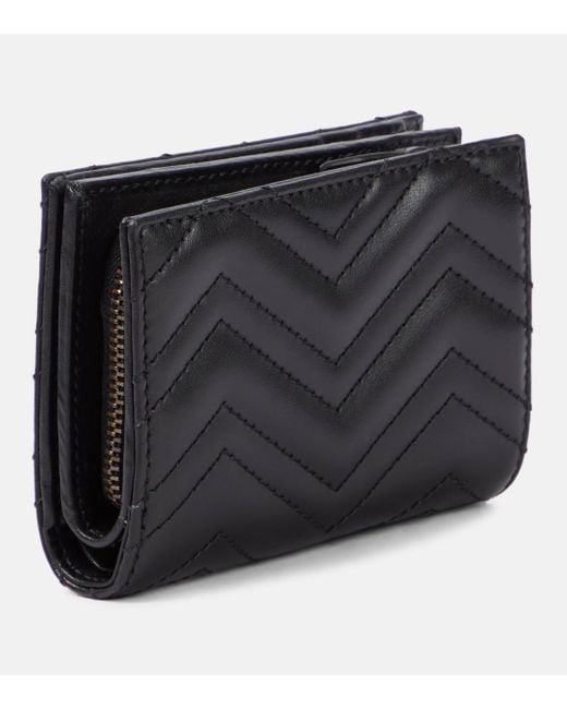 Gucci Black Gg Marmont 2.0 Embellished Matelassé Leather Wallet