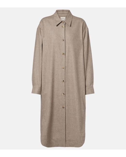 Khaite Natural Gloria Wool And Cashmere Shirt Dress