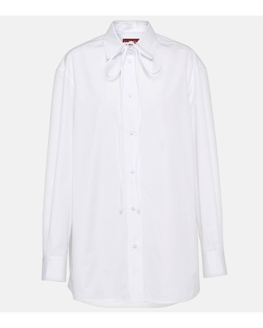 Gucci White Bow-detail Cotton Poplin Shirt
