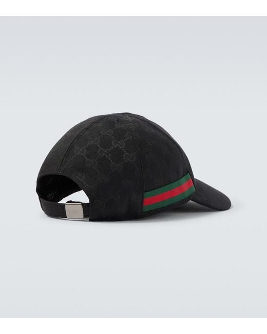 Gucci Black Gg Canvas Web Stripe Baseball Cap for men
