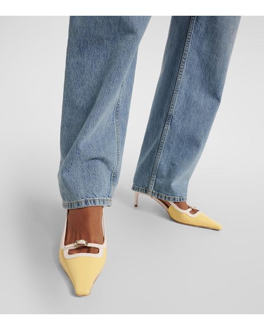 Roger Vivier Natural Viv' Canard Patent Leather Slingback Pumps