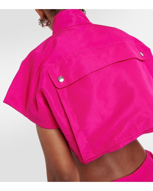 LAQUAN SMITH Pink Cropped Satin Jacket