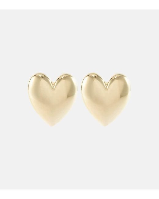 Pendientes Puffy Heart Small chapados en oro de 14 ct Jennifer Fisher de color White