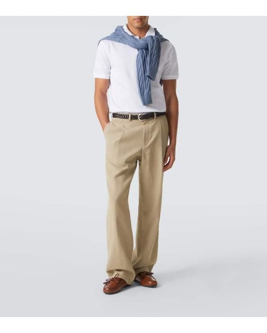 Ralph Lauren White Cotton Pique Polo Shirt for men