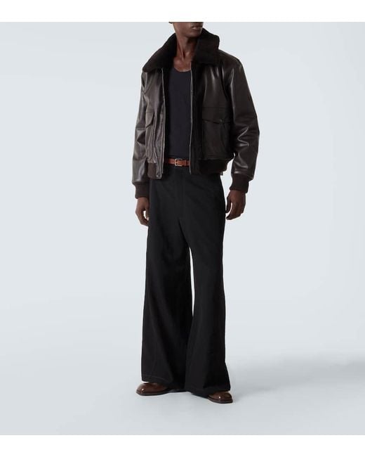 Lemaire Weite Mid-Rise-Hose Aus Woll-Twill in Black für Herren