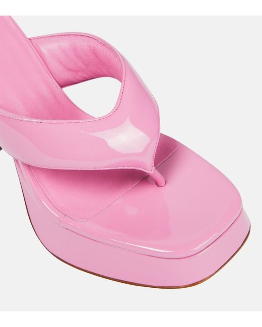 Gia Borghini Pink Patent Leather Platform Sandals
