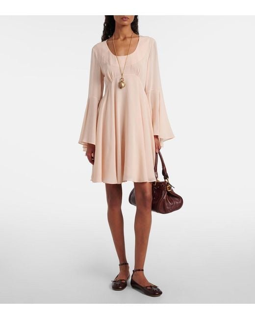 Chloé Pink Silk Georgette Minidress