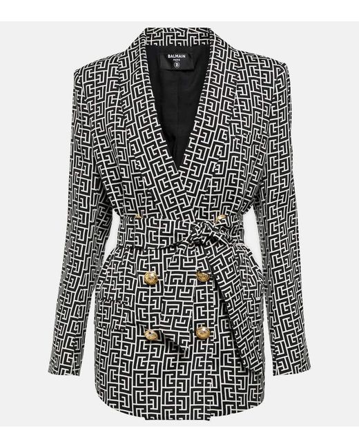 Balmain Black Double-breasted Monogram Jacket