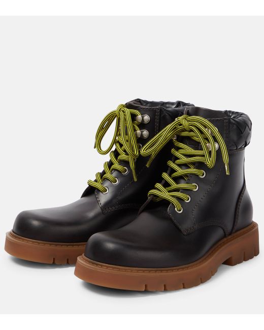 Bottega Veneta Black Haddock Leather Combat Boots
