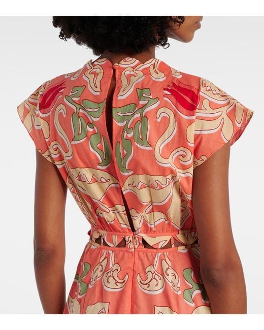 Poupette Orange Noreen Printed Cotton Maxi Dress