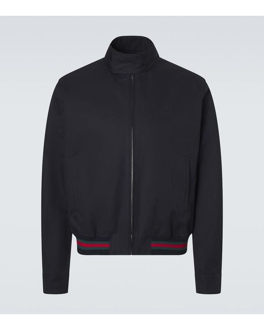 Gucci Blue Web Stripe Cotton Twill Jacket for men