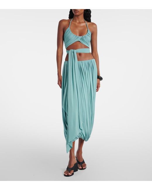 Alaïa Blue Draped Halterneck Top