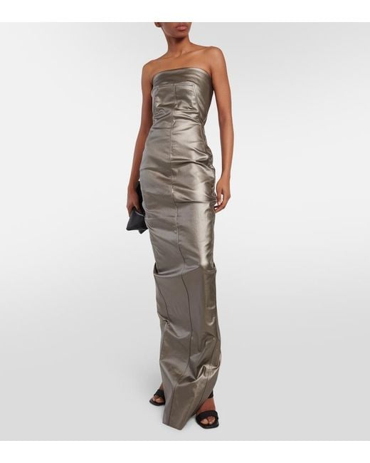 Rick Owens Gray Lido Corset Coated Denim Gown