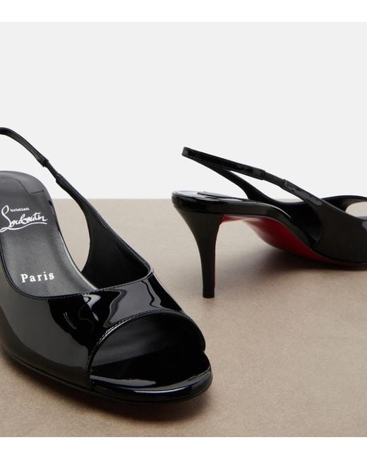 Christian Louboutin Black Miss Z Patent Leather Slingback Sandals