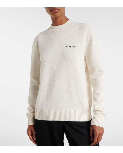 Givenchy White Logo Wool And Cashmere Sweater