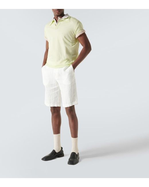 Auralee Green Wool And Silk Polo Sweater for men