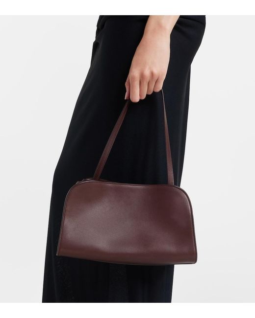 The Row Brown Peggy Medium Leather Clutch