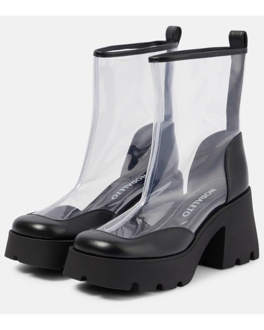 NODALETO Black Bulla Rainy Leather-trimmed Pvc Ankle Boots