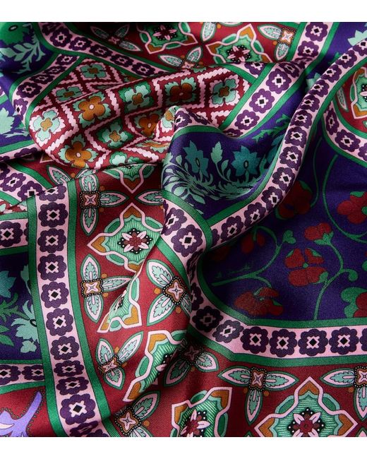 LaDoubleJ Blue Printed Silk Twill Scarf