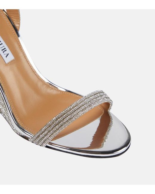 Aquazzura Metallic Wow Crystal 95 Wedge Sandals
