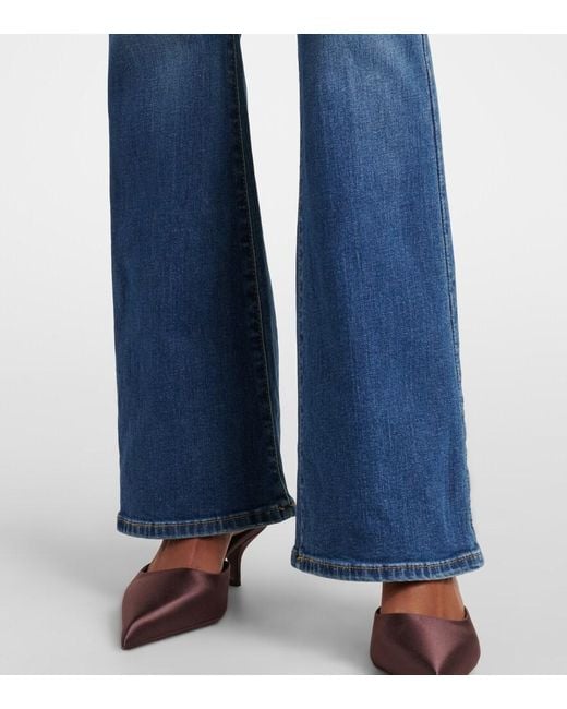 7 For All Mankind Blue Mid-Rise Flared Jeans