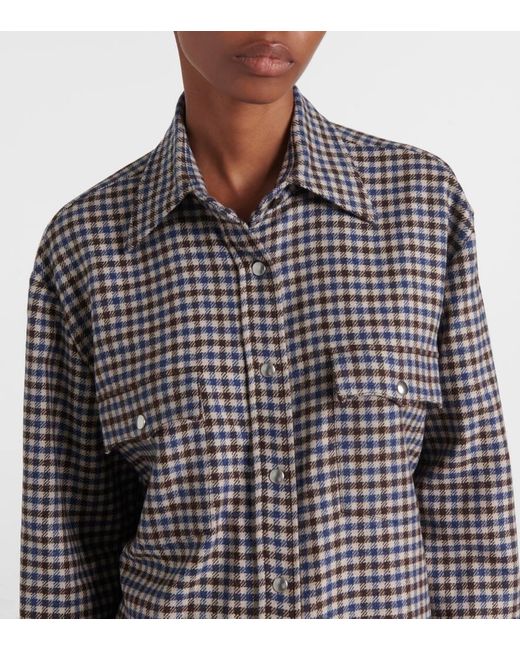 Prada Gray Checked Wool Shirt
