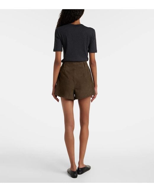 Frankie Shop Brown High-Rise Shorts Lise Aus Veloursleder