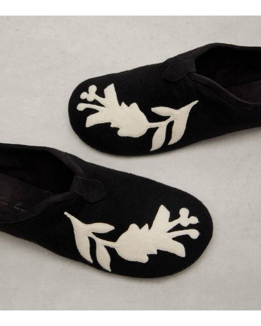 Loro Piana Black Bestickte Slip-Ons Floaty