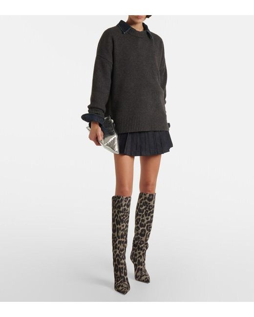 Paris Texas Black Jessica 105 Calf Hair Knee-High Boots