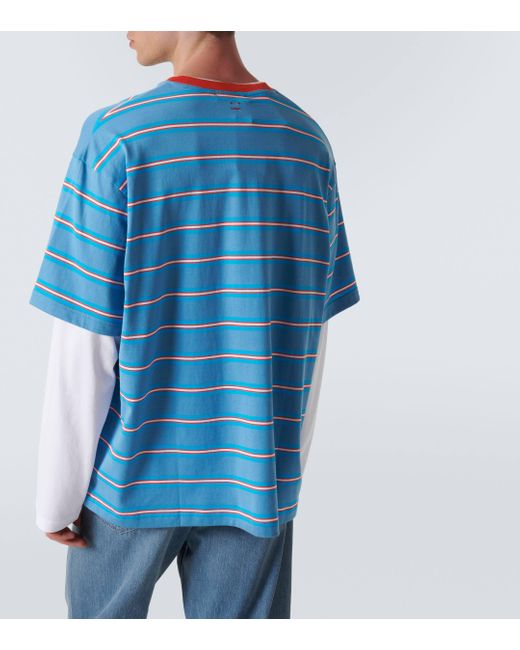 T-shirt Face raye en coton Acne pour homme en coloris Blue