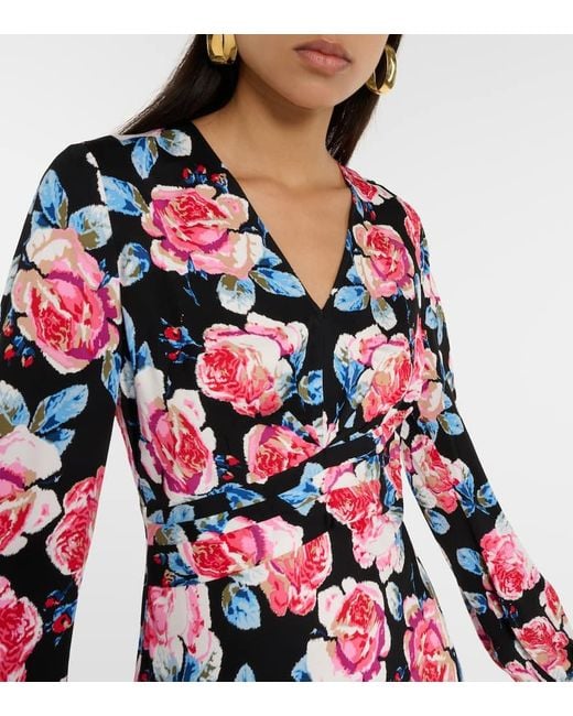 Diane von Furstenberg White Monika Floral Satin Maxi Dress