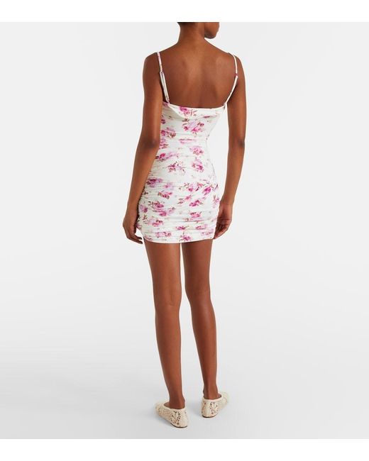 Magda Butrym Pink Floral-Applique Ruched Miniskirt