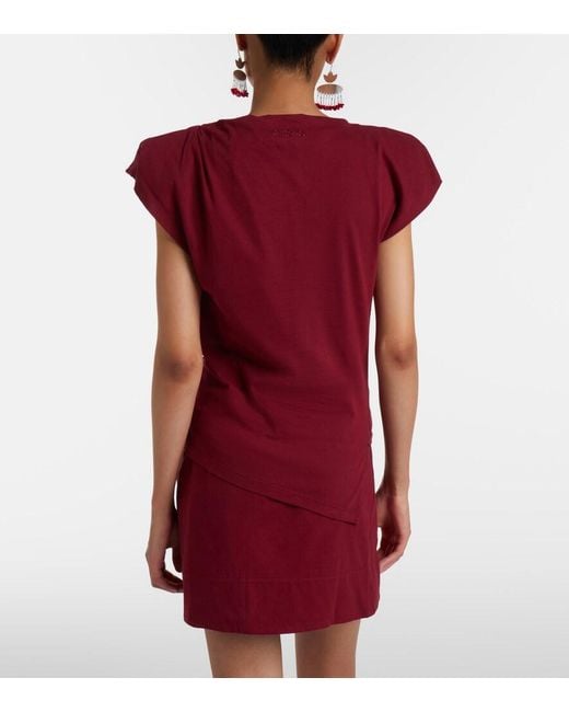Isabel Marant Red Sebani Asymmetric Cotton T-Shirt