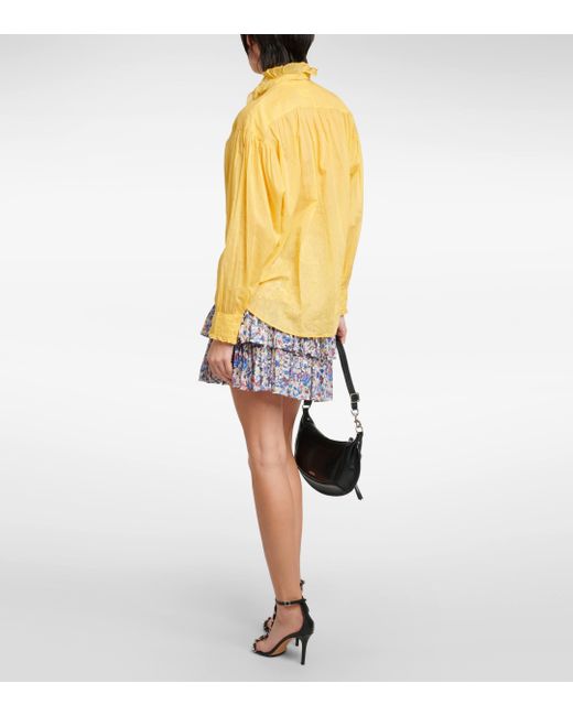 Isabel Marant Yellow Pamias Ruffle-trimmed Cotton Voile Top