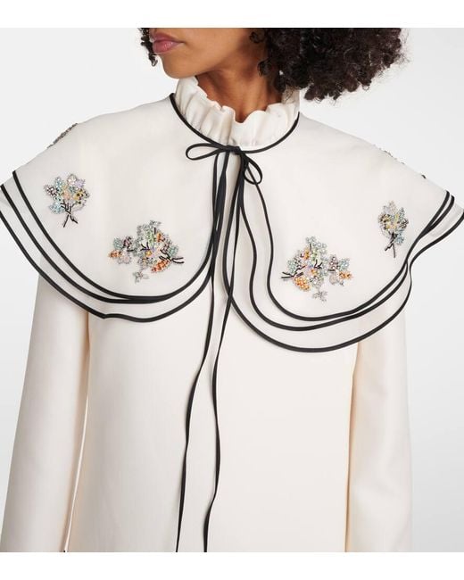 Valentino Natural Besticktes Minikleid Aus Crepe Couture