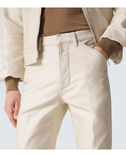 Tom Ford Natural Cotton Satin Straight Pants for men