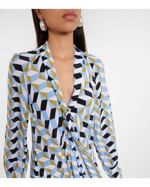 Dorothee Schumacher Blue Graphic Volumes Printed Midi Dress