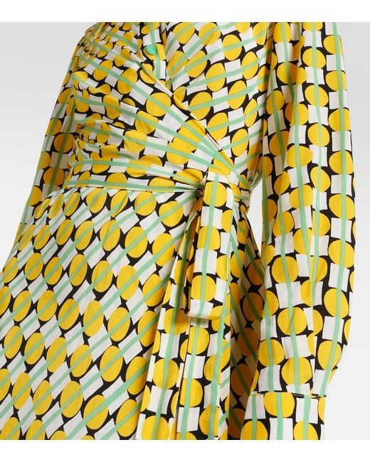 Diane von Furstenberg Yellow Tori Printed Jersey Midi Dress
