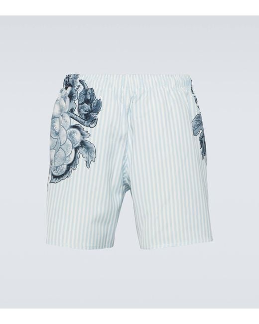 J.W. Anderson Blue Grape Striped Swim Trunks for men