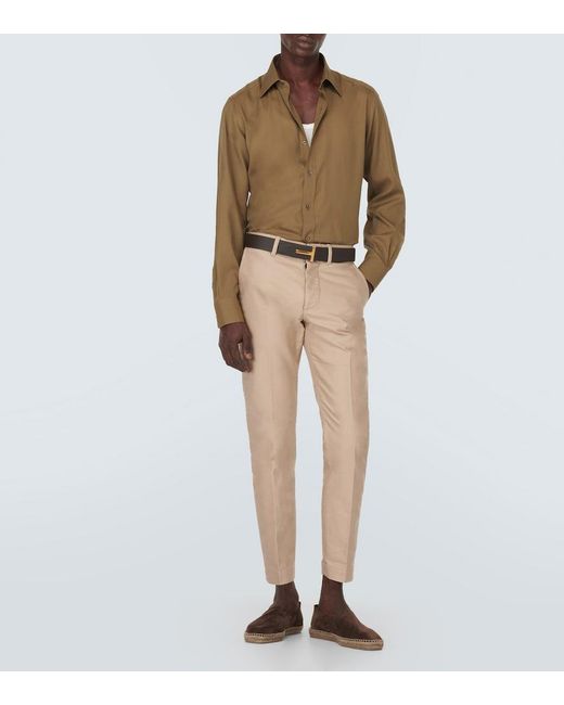 Tom Ford Green Silk Poplin Shirt for men