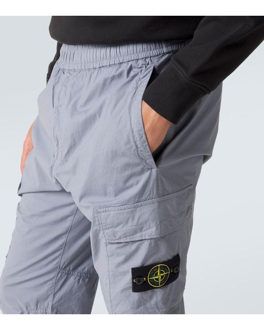 Stone Island Blue Compass Cotton-Blend Cargo Pants for men
