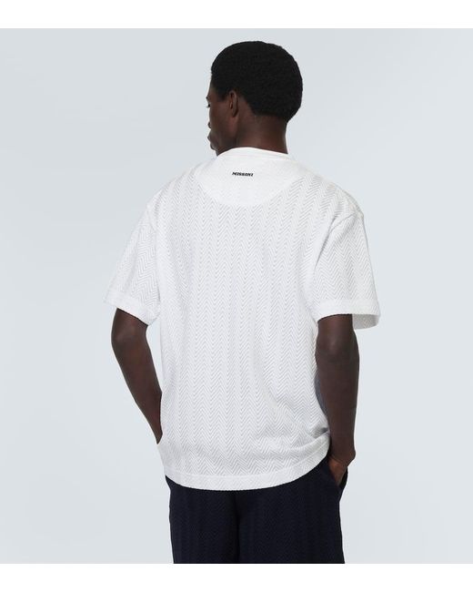 Camiseta de mezcla de algodon en zigzag Missoni de hombre de color White