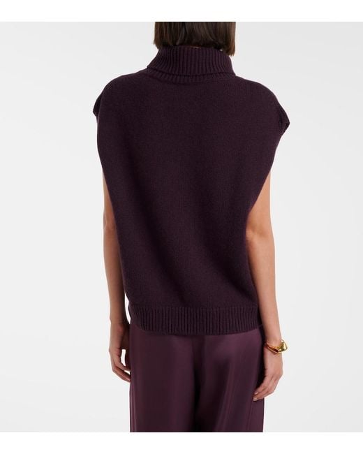 Jardin Des Orangers Purple Turtleneck Wool And Cashmere Sweater Vest