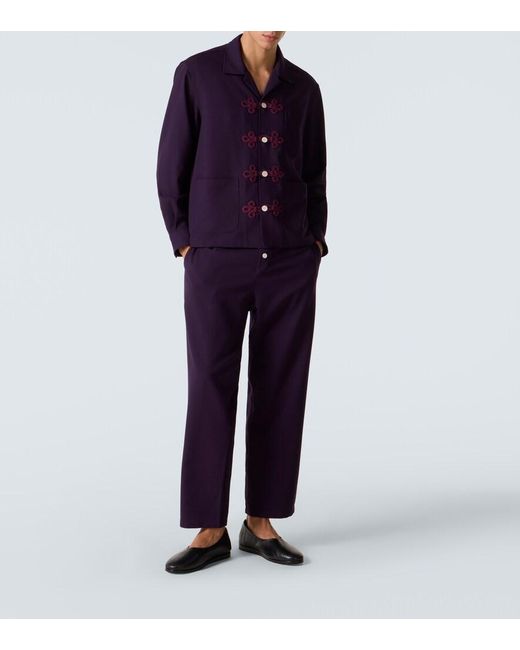 Bode Purple Astor Wool Wide-Leg Pants for men