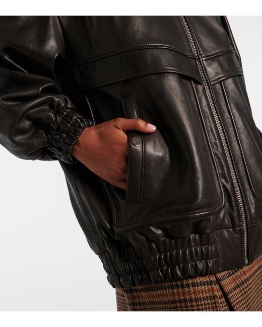 Nour Hammour Black Beck Leather Bomber Jacket