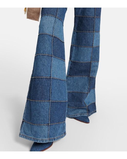 Jeans A Gamba Ampia Con Design Patchwork di Chloé in Blue