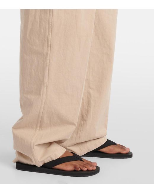 The Row Natural Lilas Cotton And Linen Wide-Leg Pants