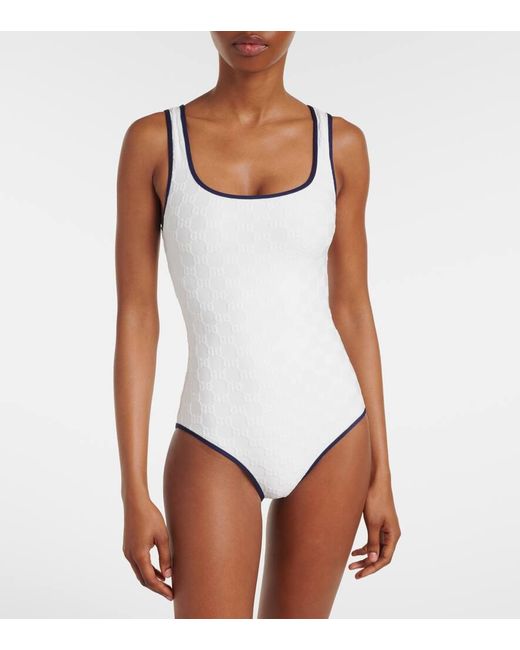 Gucci White Badeanzug Gg Aus Frottee